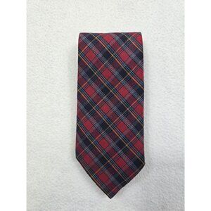 Vintage 90s American Eagle Outfitters Red Navy Plaid Tie 100% Cotton Made In USA
